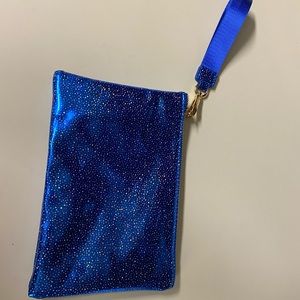 Certified Vegan Royal Blue Glitter Zipper Clutch